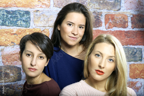 Photo: Three young beautiful girls portrait color image Three young beautiful girls portrait color image