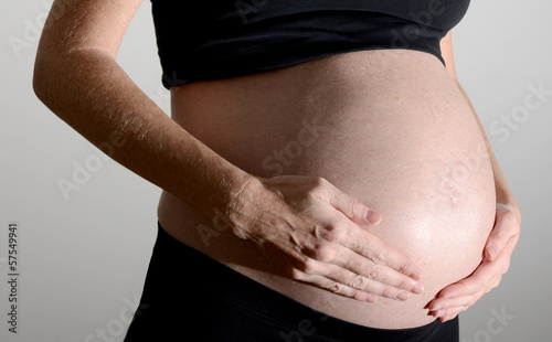 Photo: expectant mother and labor contraction expectant mother and labor contraction