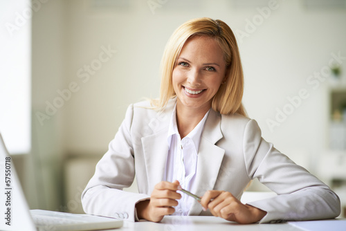 Photo: Businesswoman at workplace Businesswoman at workplace