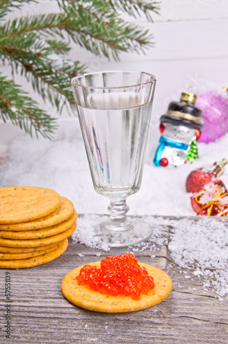 Photo: Red caviar on a cracker Red caviar on a cracker
