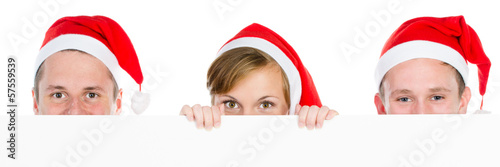 Photo: weihnachtsmänner mit werbeschild weihnachtsmänner mit werbeschild