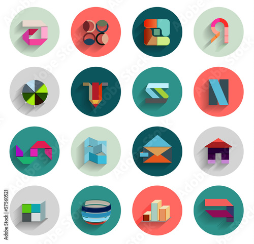 Vector: Vector set of geometric abstract flat icons Vector set of geometric abstract flat icons