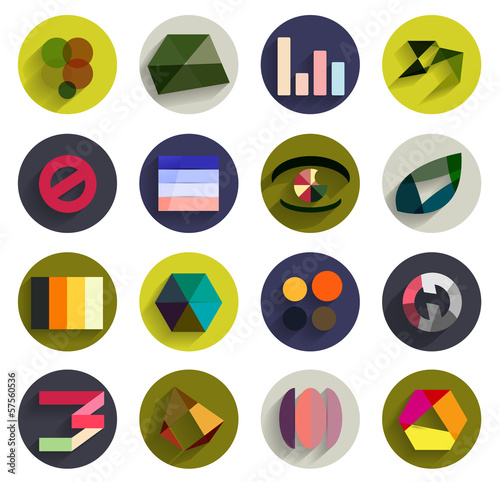 Vector: Vector set of geometric abstract flat icons Vector set of geometric abstract flat icons