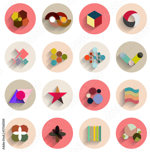 Vector: Vector set of geometric abstract flat icons Vector set of geometric abstract flat icons