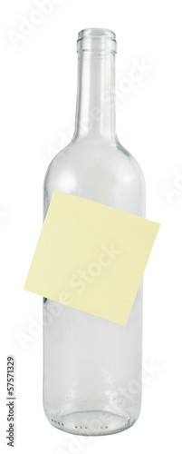 Photo: Glass bottle with a sticker Glass bottle with a sticker