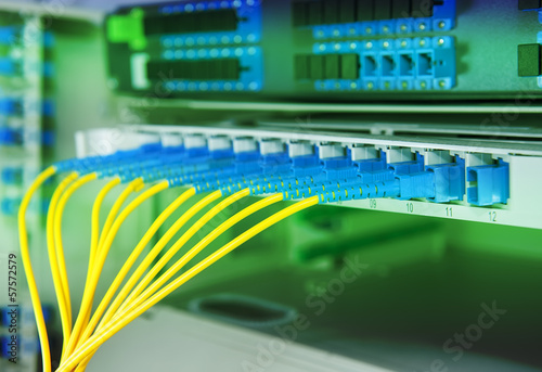Photo: Data transfer by optical fibre information technology. Data transfer by optical fibre information technology.