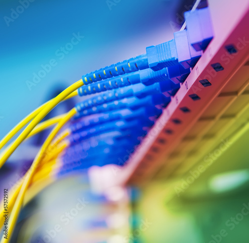 Photo: Data transfer by optical fibre information technology. Data transfer by optical fibre information technology.