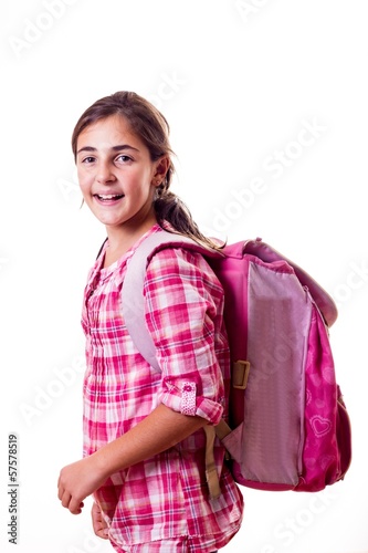 Photo: smiling little girl with backpack smiling little girl with backpack
