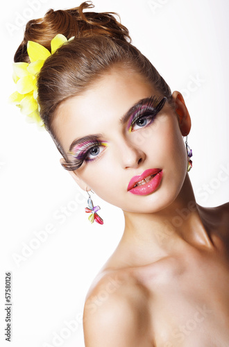 Photo: Tendency. Futurism. Showy Fashion Model with Long Eyelashes Tendency. Futurism. Showy Fashion Model with Long Eyelashes