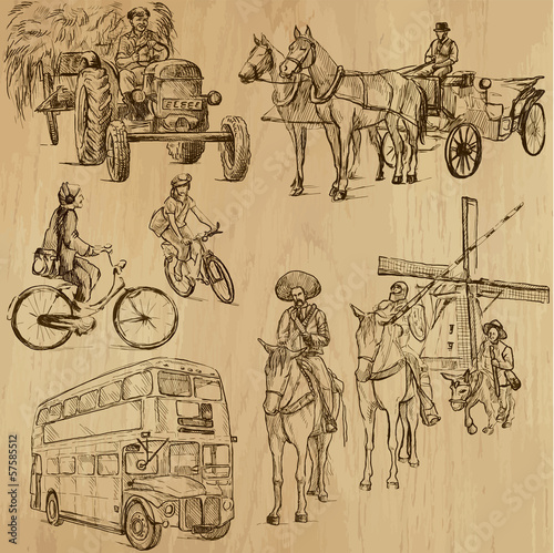 Vector: Transportation around the World 3 - drawings into vector set Transportation around the World 3 - drawings into vector set