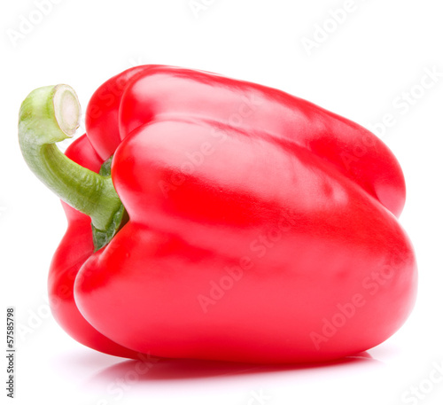 Photo: Red sweet bell pepper isolated on white background cutout Red sweet bell pepper isolated on white background cutout