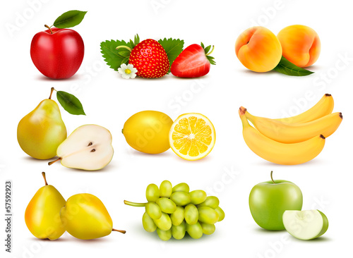 Vector: Big group of different fruit. Vector. Big group of different fruit. Vector.