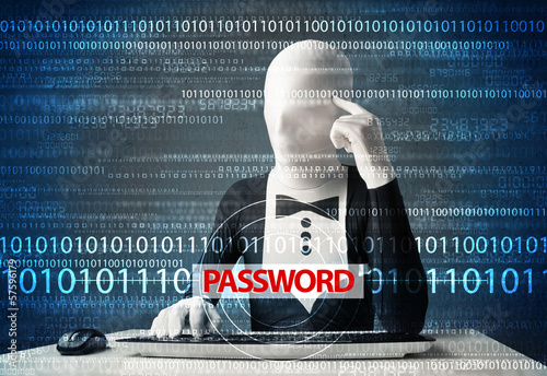 Photo: Hacker in morph 3d mask stealing password Hacker in morph 3d mask stealing password