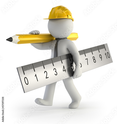 Illustration: 3d small people - Builder 3d small people - Builder