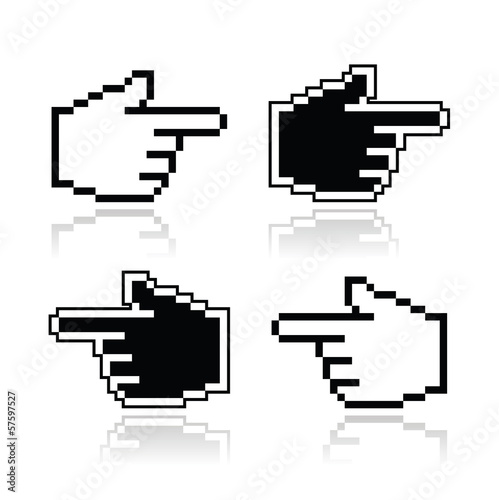 Vector: Pixel cursor poiting hands vector icons Pixel cursor poiting hands vector icons
