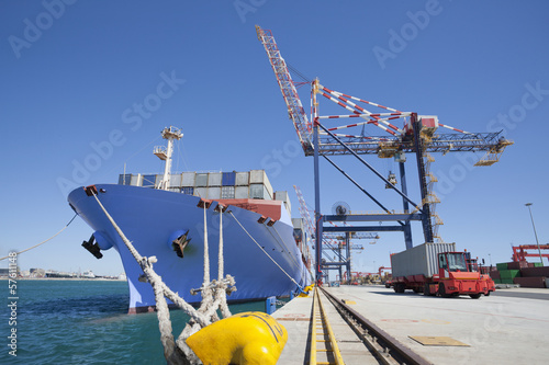 Photo: Container ship moored at commercial dock Container ship moored at commercial dock