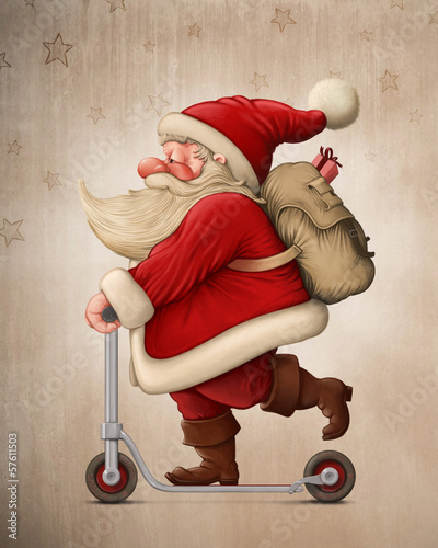 Illustration: Santa Claus and the Push scooter Santa Claus and the Push scooter