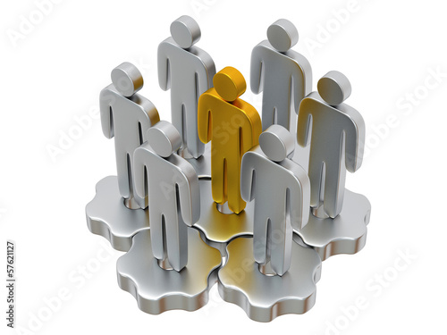 Illustration: Teamwork. Group of stylized people stand on gears. Teamwork. Group of stylized people stand on gears.