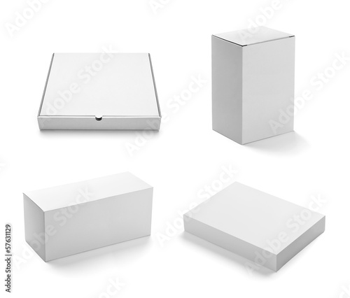 Photo: white box container template blank package white box container template blank package
