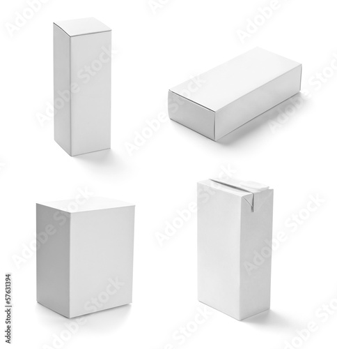 Photo: white box container template blank package white box container template blank package