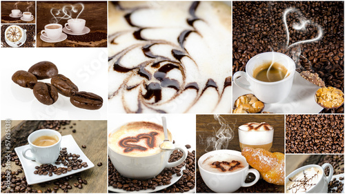 Coffee collage: different coffee creations