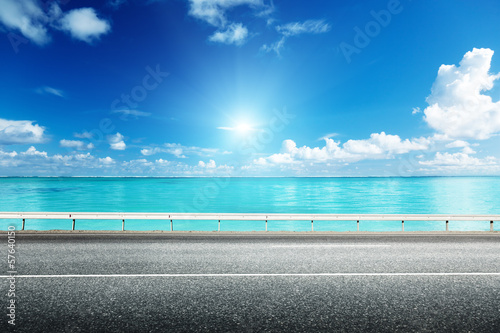 Photo: asphalt road and sea asphalt road and sea
