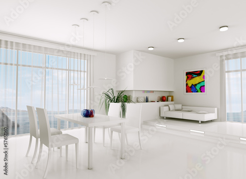 Illustration: White living room 3d render White living room 3d render