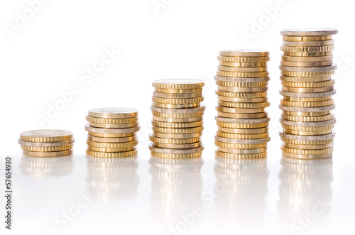 Photo: chart of euro currency - concept of increase chart of euro currency - concept of increase