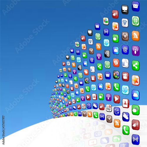 Illustration: Social Media Wall Blue Social Media Wall Blue