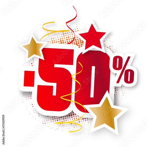 Vector: Sticker pourcentage rouge et or (-50%) Sticker pourcentage rouge et or (-50%)