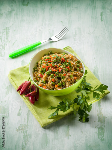 Photo: oat with peas carrots and hot chili pepper oat with peas carrots and hot chili pepper