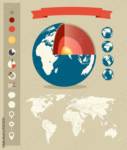 Vector: Earth structure. Infographic elements retro style template Earth structure. Infographic elements retro style template