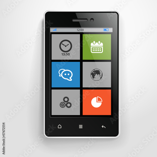 Vector: Modern mobile phone with color interface Modern mobile phone with color interface