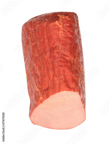 Photo: Piece of Boiled and Smoked Meat Isolated Piece of Boiled and Smoked Meat Isolated