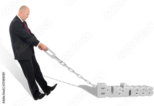 Photo: pulling a business along pulling a business along