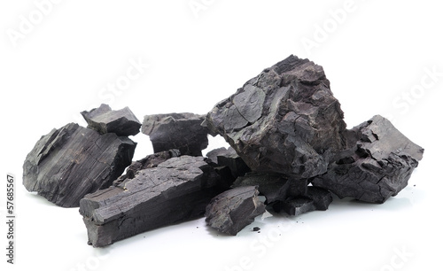 Photo: Coal on white background Coal on white background