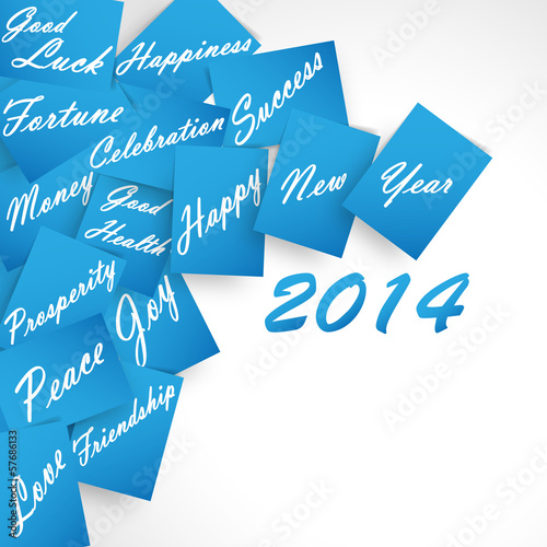 Vector: Happy New Year 2014 Blue Wishes Happy New Year 2014 Blue Wishes