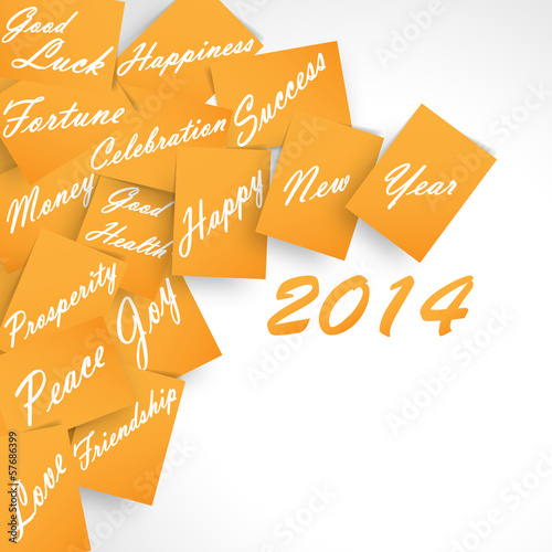 Vector: Happy New Year 2014 Orange Wishes Happy New Year 2014 Orange Wishes