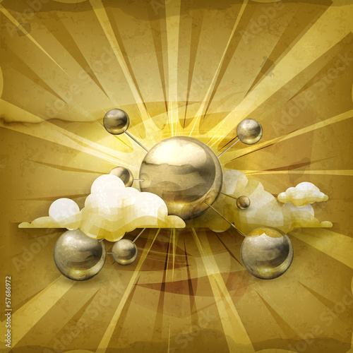 Vector: Molecule icon, old style background Molecule icon, old style background