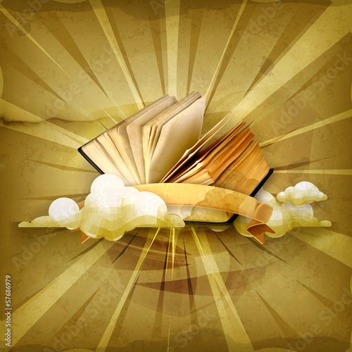 Vector: Open book, old style background Open book, old style background