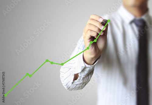 Photo: Business man hand drawing graph Business man hand drawing graph