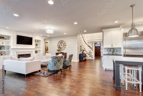 Photo: Beautiful Living Room Panorama in New Luxury Home Beautiful Living Room Panorama in New Luxury Home