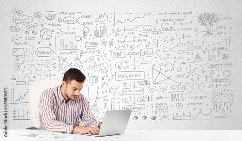 Photo: Businessman planning and calculating with various business ideas Businessman planning and calculating with various business ideas