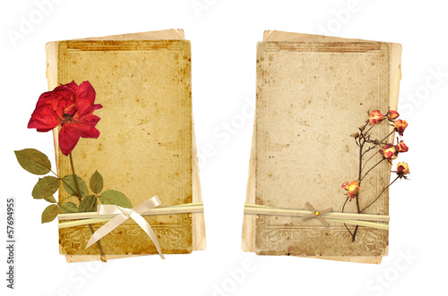 Photo: Old cards and dried rose Old cards and dried rose