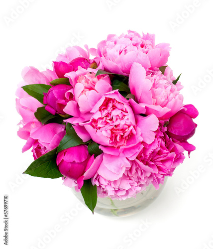 Photo: pink peonies in a green vase pink peonies in a green vase