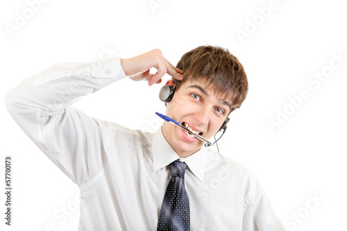 Photo: Weary Teenager with Headset Weary Teenager with Headset