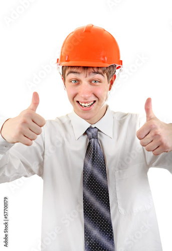 Photo: Happy Teenager in Hard Hat Happy Teenager in Hard Hat