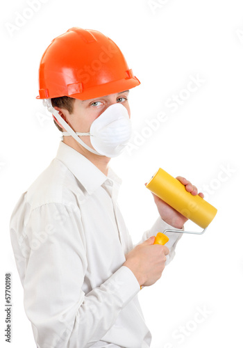 Photo: Young Man with Paint Roller Young Man with Paint Roller