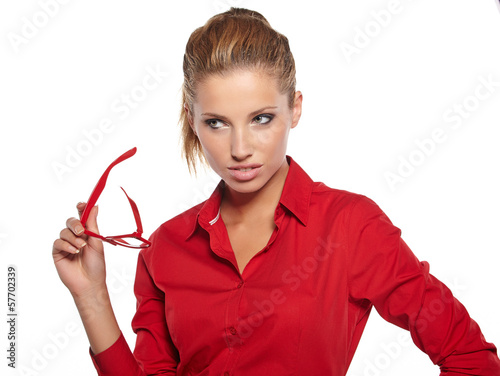 Photo: business woman in glasses business woman in glasses