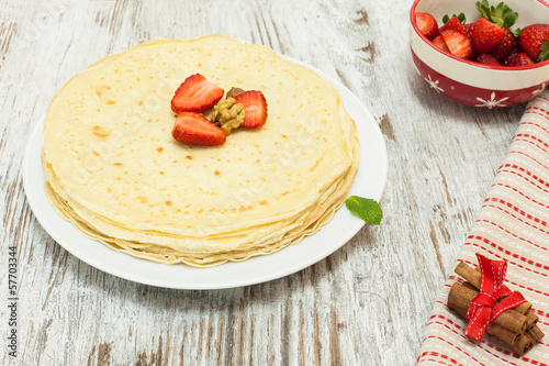 Photo: Pile of pancake and ingredients Pile of pancake and ingredients